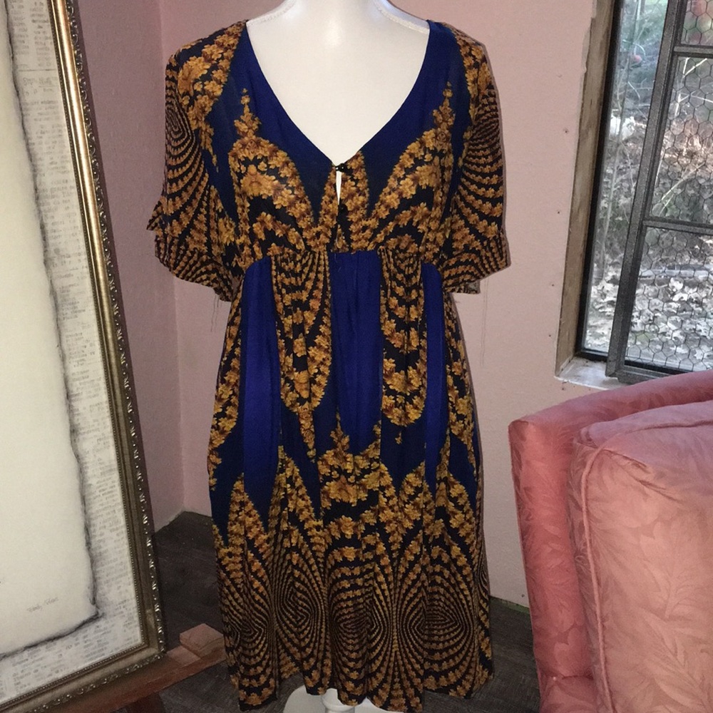 Navy & Gold dress Size L. Like new
